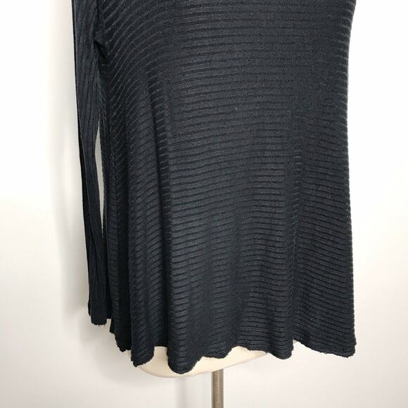 We The Free Small S Lover Rib Thermal Top Black Long Sleeve Split Back Cowl Neck - Picture 5 of 8